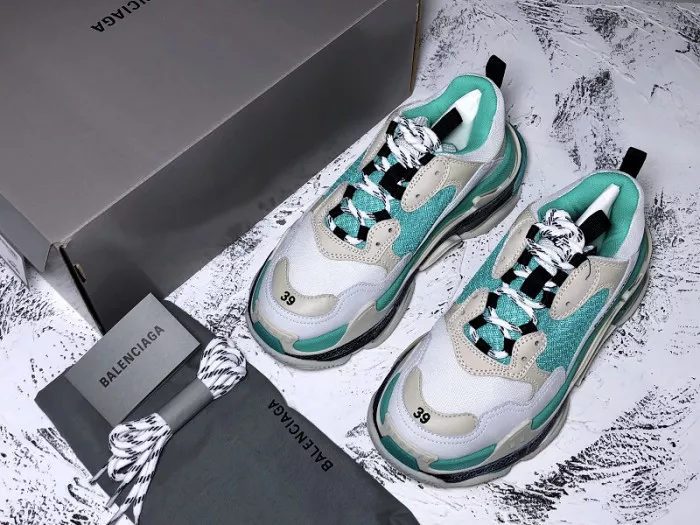 Balencaiga Triple S White Grey Turquoise (W) 524039 W09OH 3005 0113