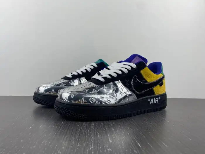 Kick Theory Louis Vuitton Nike Air Force 1 Low By Virgil Abloh Black Metallic Silver 0129