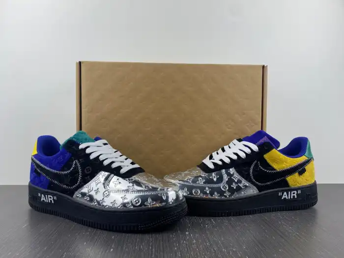 Kick Theory Louis Vuitton Nike Air Force 1 Low By Virgil Abloh Black Metallic Silver 0129