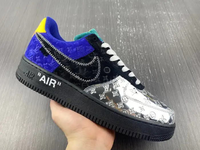 Kick Theory Louis Vuitton Nike Air Force 1 Low By Virgil Abloh Black Metallic Silver 0129