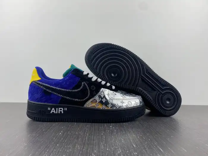 Kick Theory Louis Vuitton Nike Air Force 1 Low By Virgil Abloh Black Metallic Silver 0129