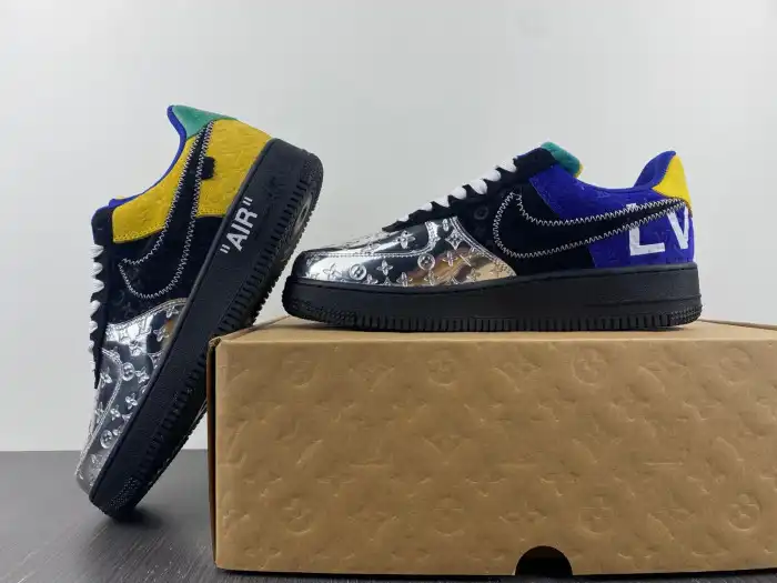 Kick Theory Louis Vuitton Nike Air Force 1 Low By Virgil Abloh Black Metallic Silver 0129