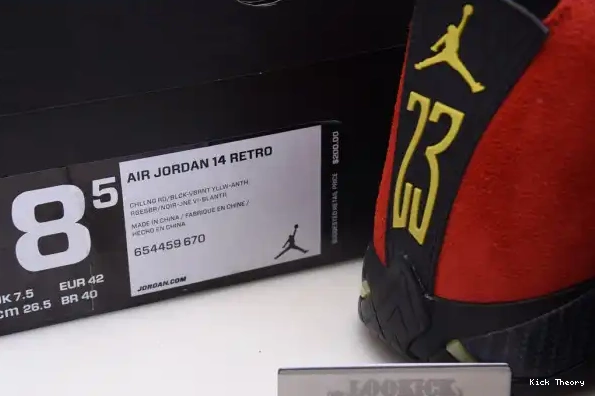 Kick Theory Jordan Red Air 14 654459-670 Retro Challenge 0214