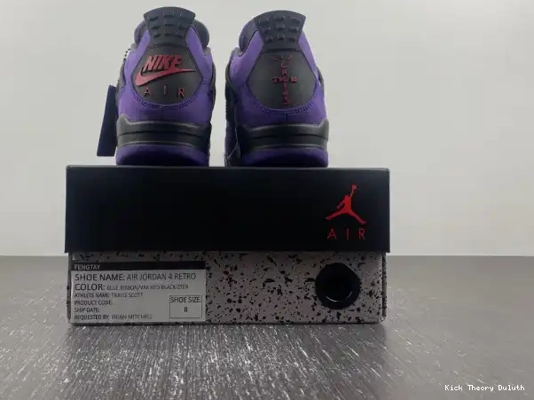 Kick Theory Travis x Scott Suede Jordan 4 Purple Air 0209